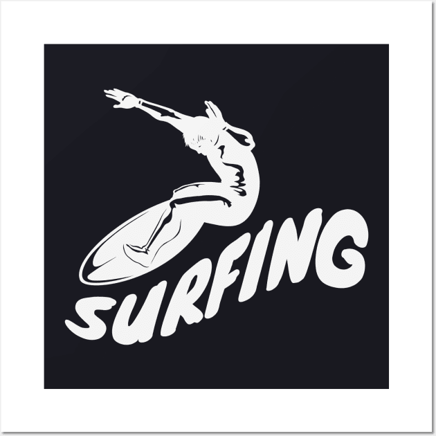 Surfer on Surfboard Wall Art by Foxxy Merch